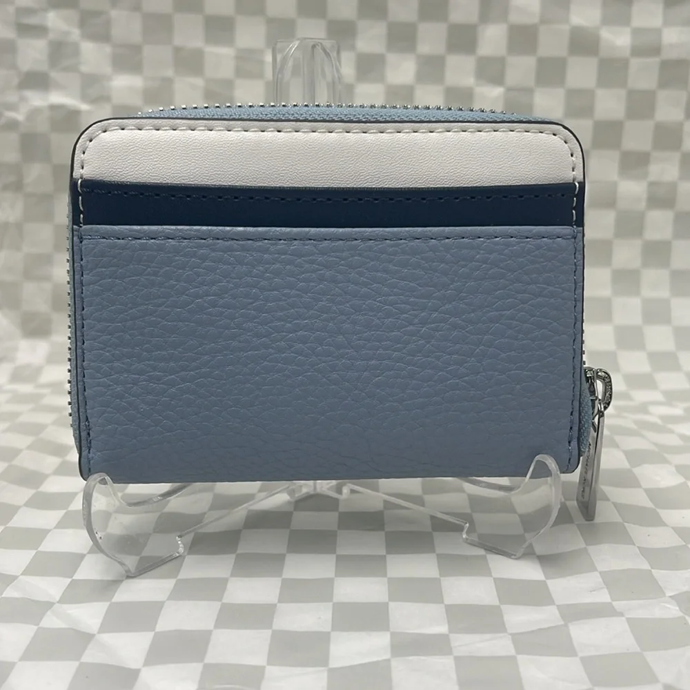 Michael Kors Jet Set Travel Md Zip Around Color-Block Wallet Card Case  Pale Bl